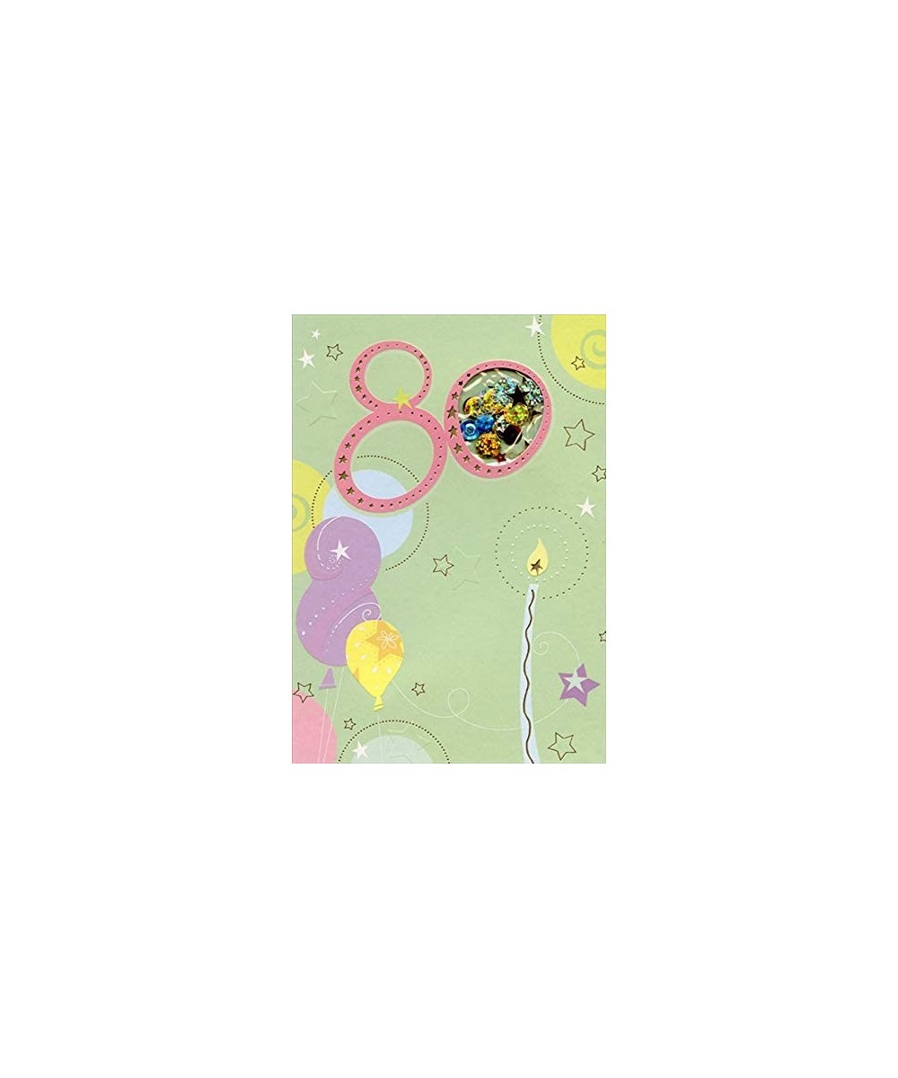Balloons and Single Tall Candle Sequin Filled Die Cut Window Age 80 / 80th Birthday Card - CX18QHRI78S $5.43 Cake Decorating ...