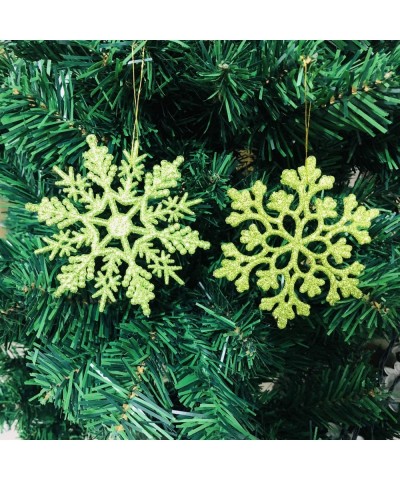 Plastic Christmas Glitter Snowflake Ornaments Christmas Tree Decorations- 4-inch- Set of 36 (Lime) - Lime - C61947QAXH0 $11.7...