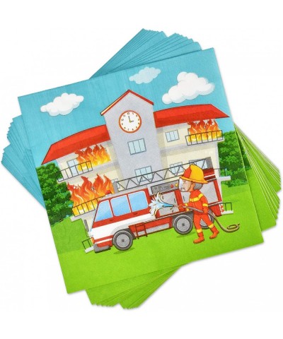 Fire Truck Firefighter Party Supplies Tableware Set 24 9" Paper Plates 24 7" Plate 24 9 Oz Cup 50 Lunch Napkin for Fireman Re...