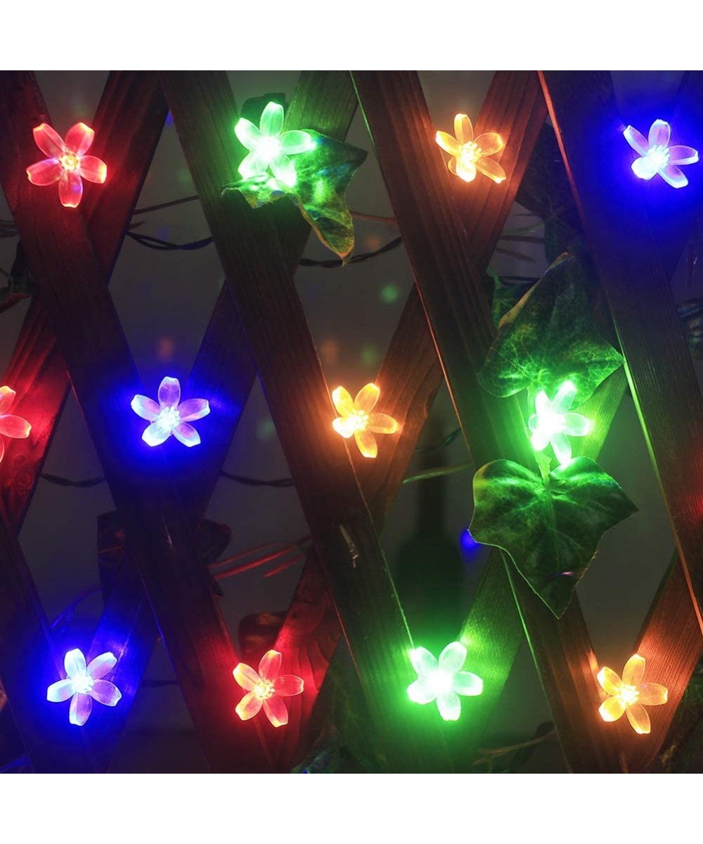 Solar Flower String Lights Outdoor 36 ft 60 LED Waterproof Solar Multicolor Christmas Lights 8 Modes Led Flower Fairy Lights ...