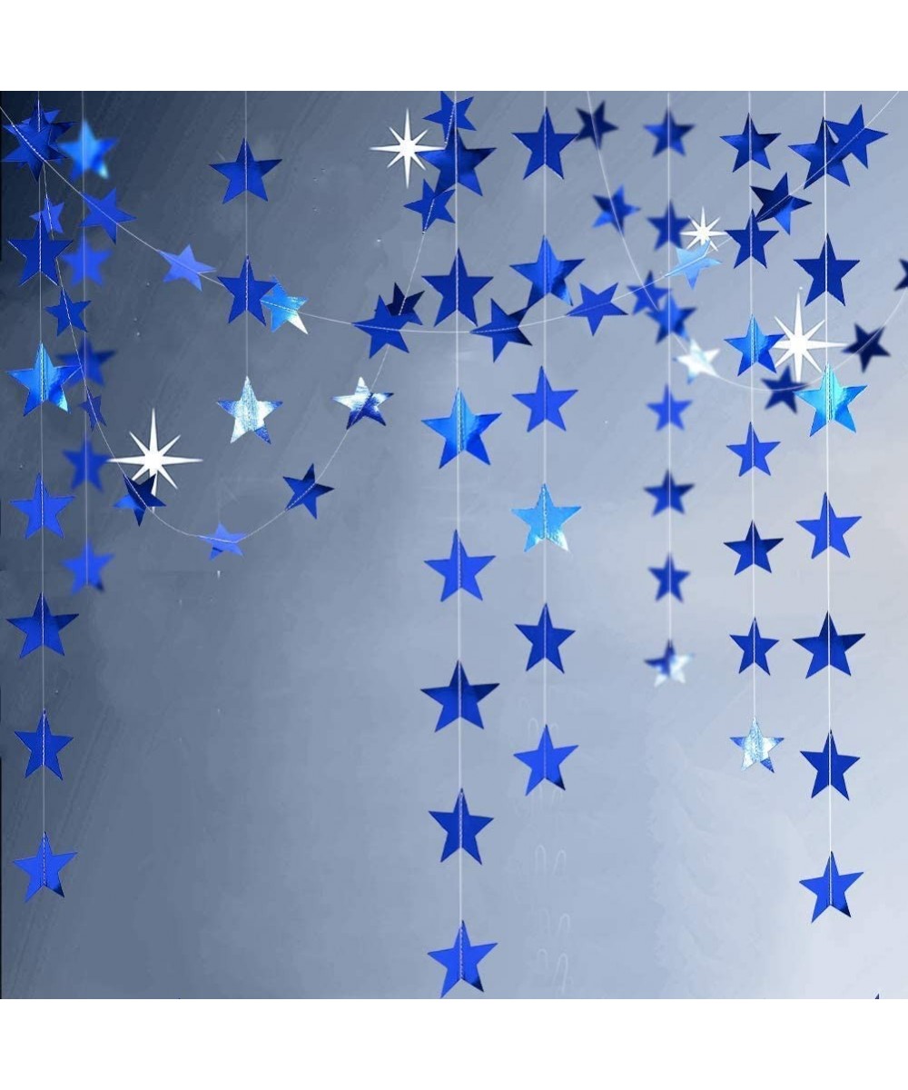 Reflective Blue Star Garlands Streamer/Bunting/Backdrop Party Decoration Stars Hanging Decor for Frozen Birthday/Blue Silver ...