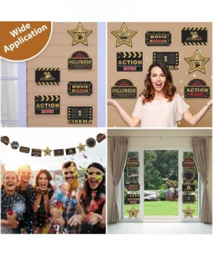 10 Pieces Hollywood Movie Theme Party Supplies Hanging Decorations- 1 Pair of Hollywood Movie Theme Black and Gold Hanging Si...