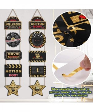 10 Pieces Hollywood Movie Theme Party Supplies Hanging Decorations- 1 Pair of Hollywood Movie Theme Black and Gold Hanging Si...