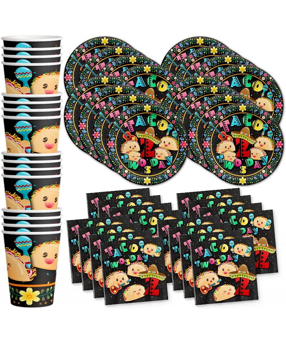 Taco Twosday 2nd Birthday Party Supplies Set Plates Napkins Cups Tableware Kit for 16 - CP18AM2RMMZ $12.40 Party Packs