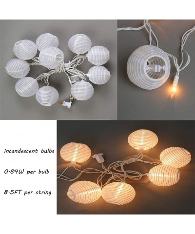 8.5ft White Lantern String Lights with 10 Edison Bulbs- Connectable Hanging Lantern String Lights UL Listed for Indoor- Outdo...