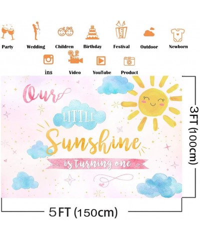 Sunshine Birthday Backdrop 1st Birthday Party Decoration 5x3ft Blue Clouds Sun Photo Background First Birthday Dessert Table ...