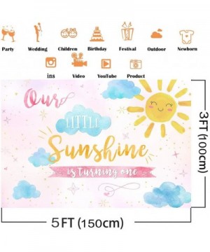 Sunshine Birthday Backdrop 1st Birthday Party Decoration 5x3ft Blue Clouds Sun Photo Background First Birthday Dessert Table ...