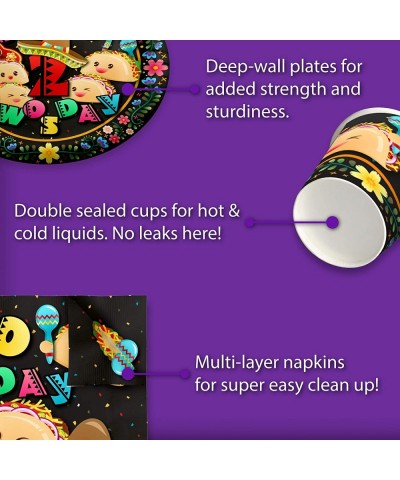 Taco Twosday 2nd Birthday Party Supplies Set Plates Napkins Cups Tableware Kit for 16 - CP18AM2RMMZ $12.40 Party Packs