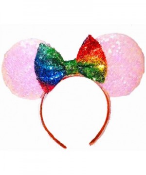 Magic Mouse Ears Headband- Rainbow Mouse Ears Headbands for Girls Adults Birthday Costume Party (White Ear with Color Knot) -...