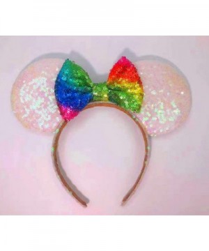 Magic Mouse Ears Headband- Rainbow Mouse Ears Headbands for Girls Adults Birthday Costume Party (White Ear with Color Knot) -...