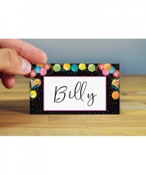 Birthday Table Tent Place Cards - 25 Happy Birthday Guest Seating Name Cards - Party Table Tents - Name Cards (Balloons) - Ba...