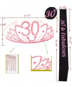 30th Birthday Tiara and Sash 30 & Fabulous Glitter Satin Sash and Crystal Tiara Crown 30th Birthday Party Decorations Happy 3...