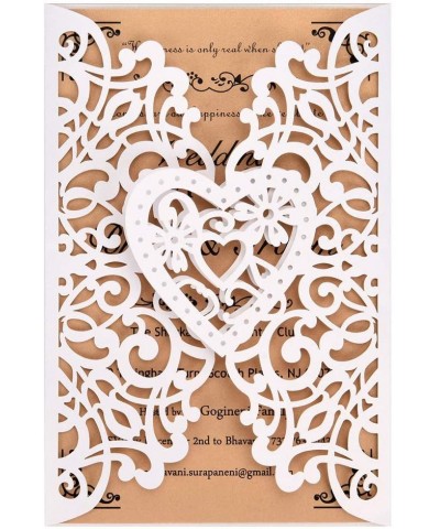 White Laser Cut Wedding Invitations Kits 50 Packs Laser Cut Wedding Invitations with Blank Printable Cards and Envelopes for ...