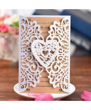 White Laser Cut Wedding Invitations Kits 50 Packs Laser Cut Wedding Invitations with Blank Printable Cards and Envelopes for ...