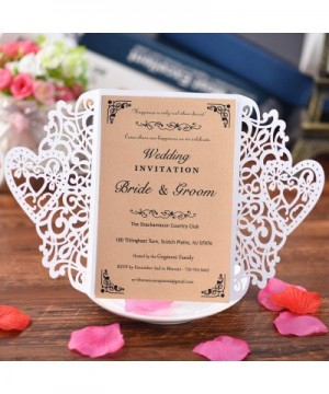 White Laser Cut Wedding Invitations Kits 50 Packs Laser Cut Wedding Invitations with Blank Printable Cards and Envelopes for ...