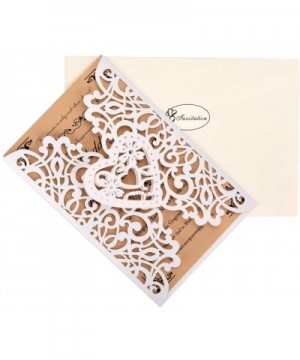 White Laser Cut Wedding Invitations Kits 50 Packs Laser Cut Wedding Invitations with Blank Printable Cards and Envelopes for ...