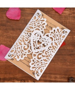 White Laser Cut Wedding Invitations Kits 50 Packs Laser Cut Wedding Invitations with Blank Printable Cards and Envelopes for ...