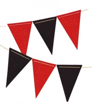 20 Feet Black and Red Glitter Pennant Banner- Glitter Paper Triangle Flags Bunting for Birthday Party- Wedding Decor- Baby Sh...