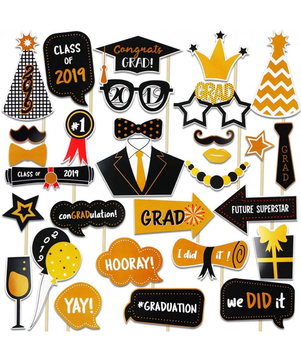 Graduation Photo Booth Props 30Pcs 2019 Glitter Graduation props Party Supplies Props Decorations Grad Decor with Sticks for ...