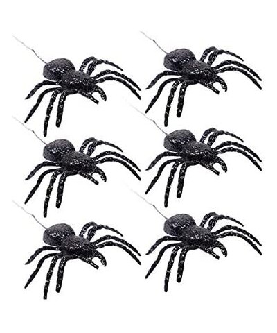 6PCS Halloween Glitter Spider Decorations Small Plastic Spider Halloween Hanging Ornament Outdoor Indoor Home Garden Yard Bar...