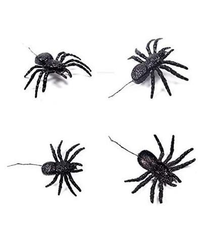 6PCS Halloween Glitter Spider Decorations Small Plastic Spider Halloween Hanging Ornament Outdoor Indoor Home Garden Yard Bar...