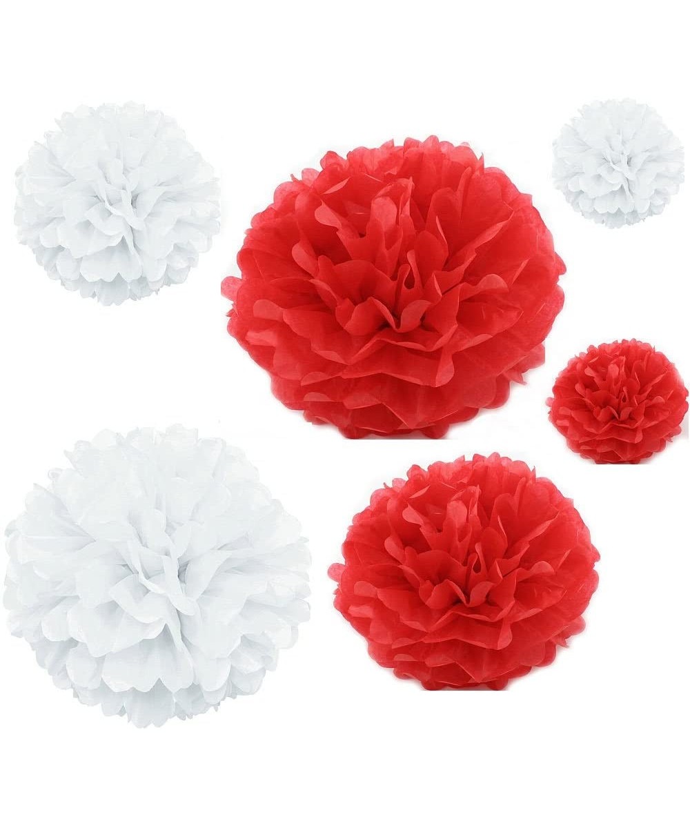 12PCS Mixed Sizes White Red Tissue Paper Flower Pom Poms Pompoms Wedding Birthday Party Nursery Decoration - C7121GS99B7 $14....