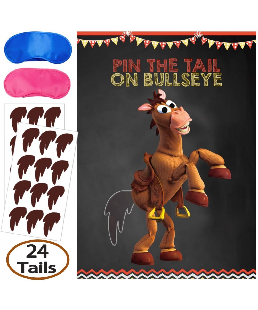 Toy Inspired Story Party Supplies- Pin The Tail On Bullseye Party Game- Large Poster 24PCS Reusable Tails Sticker for Kids Bo...