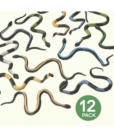 Vinyl Stretchable Snakes - 12 Pack - Assorted- Colorful Rubber Figures - Prank Gag Toys- Party Favors- April Fool's Day- Pret...