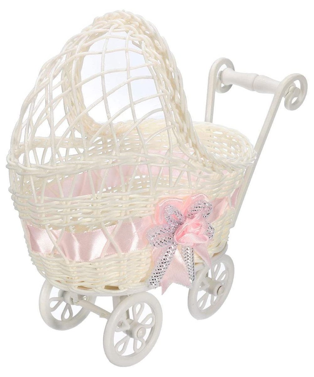 Baby Shower Centerpiece Stroller Wicker Carriage Baby Shower Favor Decoration (Pink) - Pink - CS18OQYOG8Z $5.36 Centerpieces