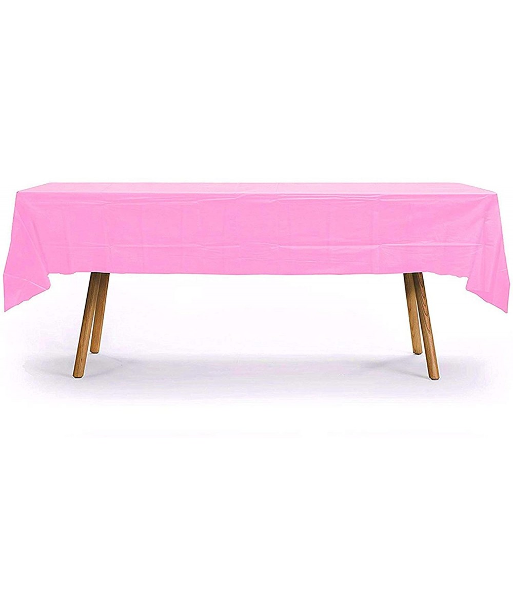 6-Pack Party Disposal Premium Plastic Tablecloth 54 Inch. x 108 Inch. Rectangle Table Cover (Pink- 6 Pack Rectangle 54 Inch. ...