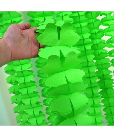 Green Tissue Paper Leaf Garland Kit Four Leaf Shamrock Clover Steamers Spring Party Decoration Backdrop Banner Hanging Decor ...