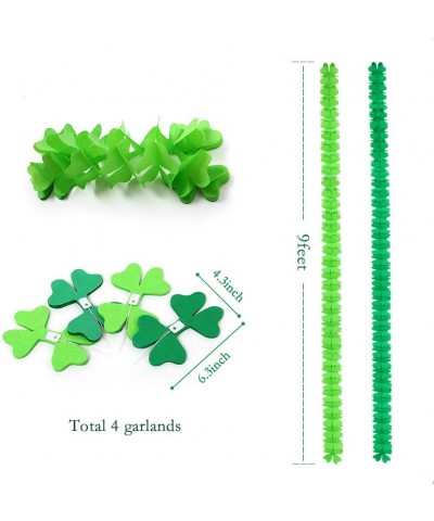 Green Tissue Paper Leaf Garland Kit Four Leaf Shamrock Clover Steamers Spring Party Decoration Backdrop Banner Hanging Decor ...