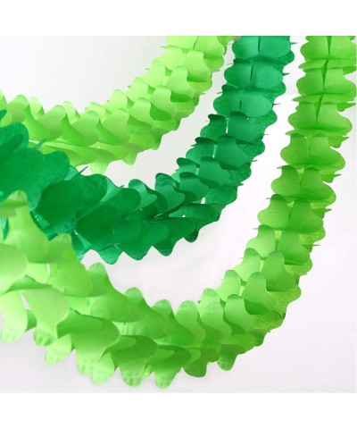 Green Tissue Paper Leaf Garland Kit Four Leaf Shamrock Clover Steamers Spring Party Decoration Backdrop Banner Hanging Decor ...