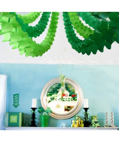 Green Tissue Paper Leaf Garland Kit Four Leaf Shamrock Clover Steamers Spring Party Decoration Backdrop Banner Hanging Decor ...