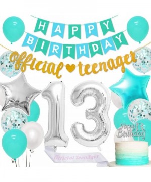 13th Birthday Party Decorations Teal for Girls with Official Teenager Banner Garland Sash Happy 13th Birthday Cake Topper - C...