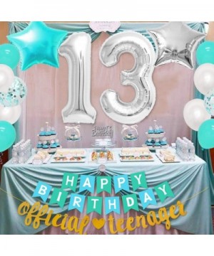 13th Birthday Party Decorations Teal for Girls with Official Teenager Banner Garland Sash Happy 13th Birthday Cake Topper - C...