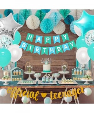 13th Birthday Party Decorations Teal for Girls with Official Teenager Banner Garland Sash Happy 13th Birthday Cake Topper - C...