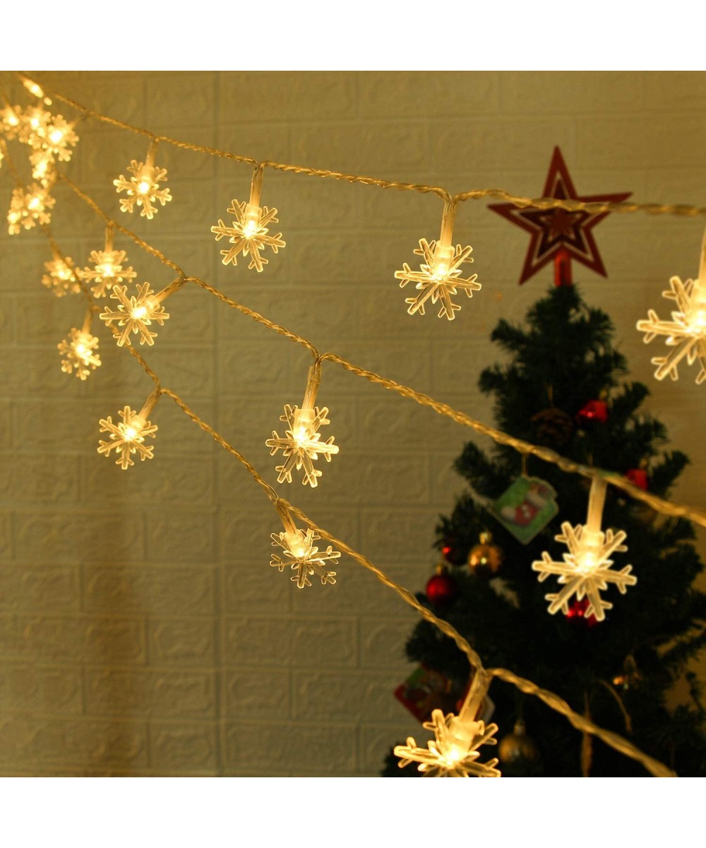 Christmas Lights Snowflake String Lights 20ft 40 LED Fairy Lights Battery Operated 2 Modes Warm White Twinkle Lighting Indoor...