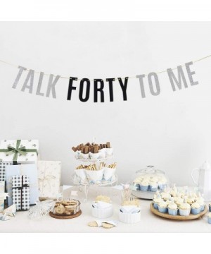 Silver Glitter Talk Forty To Me Banner Funny 40th Birthday Cheers to 40 Years Party Decorations - CJ19CA9CD9K $8.46 Banners &...