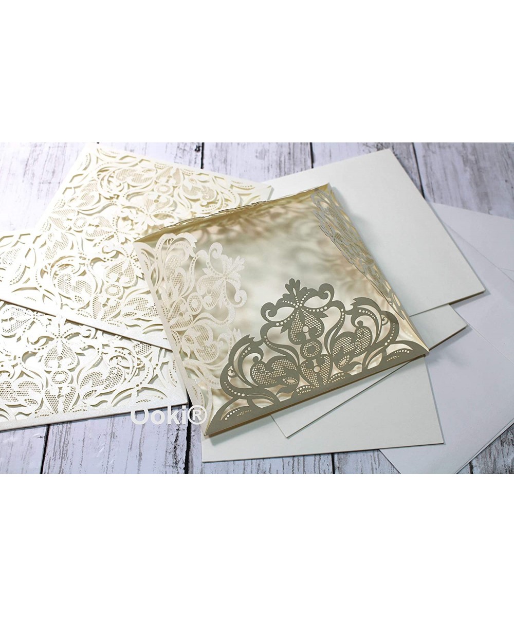 8 Romance Glitter Floral Square Elegant Laser Cut Invitation Cards for Birthday Wedding Quinceanera Sweet 16 Bridal Shower Fa...