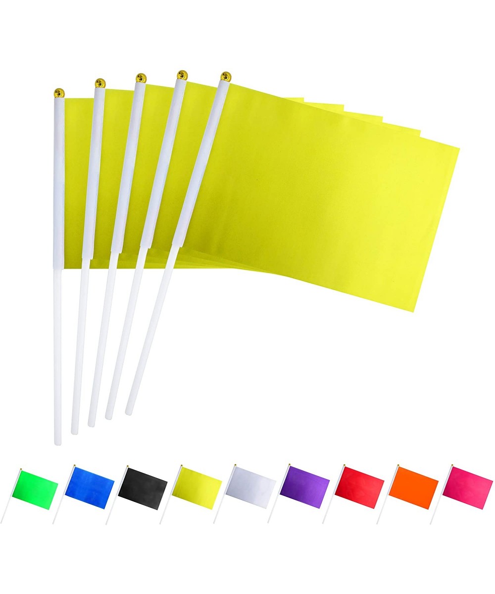 25 Pack Solid Yellow Flag Small Mini Plain Yellow DIY Flags On Stick-Party Decorations for Parades-Grand Opening-Kids Birthda...