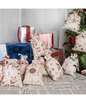 Christmas Advent Calendar Bags Bags 24 Days Burlap Hanging Advent Calendar Candy Gift Drawstring Bag Countdown Decoration wit...