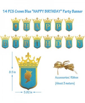 Happy Birthday Letter Banner- Crown Hot Stamping Birthday Celebration Supplies Prop Party Celebration Decor (14Pcs) Blue - Cr...