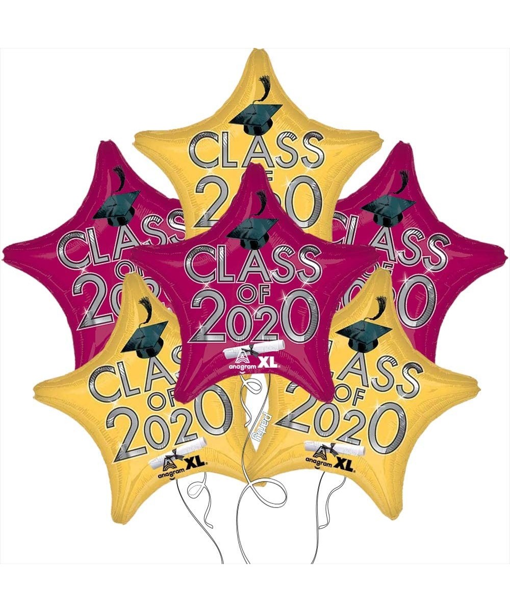 Graduation Cap Star Shaped Mylar Balloons - 6 Pack (Crimson & Gold- Class of 2020) - Crimson & Gold - Class of 2020 - C4198ES...
