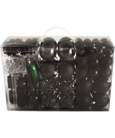 101 Pack Assorted Christmas Ball Ornaments - Shatterproof - with Green Pickle and Tree Topper - Designed in Germany - Black -...