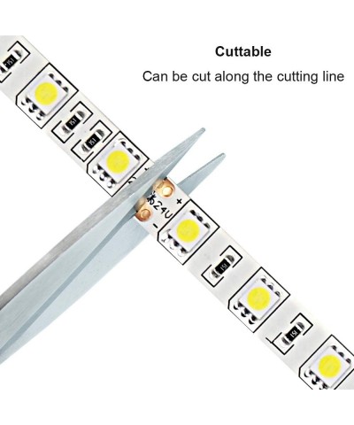 LED Strip Light Cool White 6000-6500K- 16.4ft/5M 300 Units Cuttable SMD 5050 24V Non-Waterproof Flexible LED Tape Light for H...