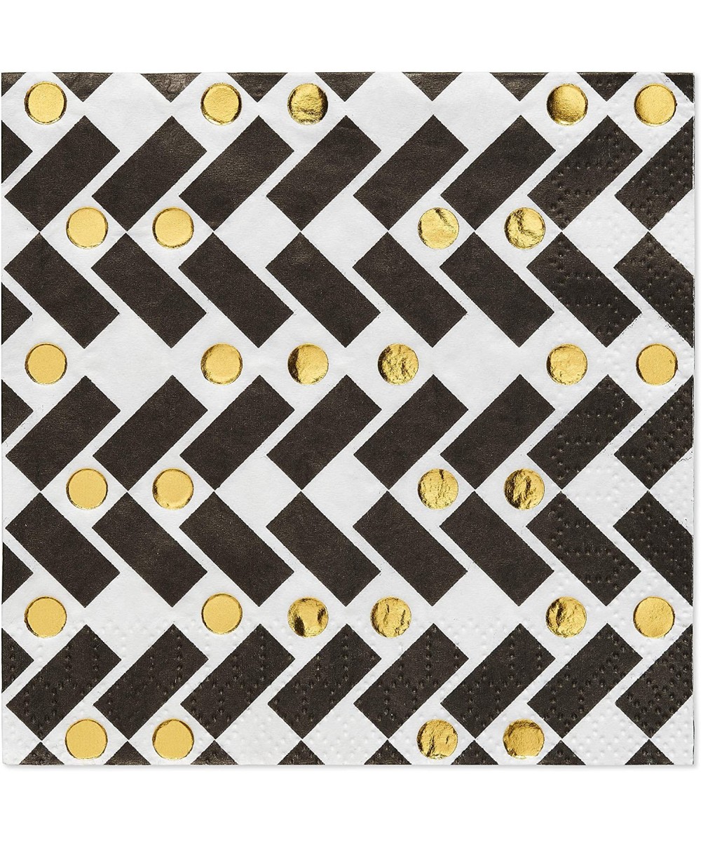 Party Supplies Beverage Napkins- Black and Gold Rush (20-Count) - Beverage Napkins - CK18H8R3UUU $6.35 Tableware