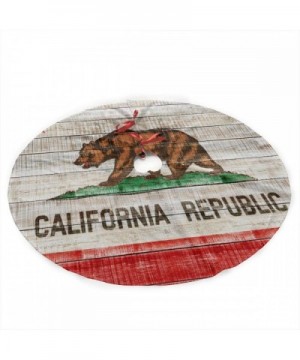 Christmas Tree Skirt- California State Republic Wood Xmas Large Tree Mat- New Year Festive Holiday Party Decorations 36 inche...