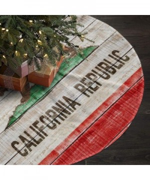 Christmas Tree Skirt- California State Republic Wood Xmas Large Tree Mat- New Year Festive Holiday Party Decorations 36 inche...
