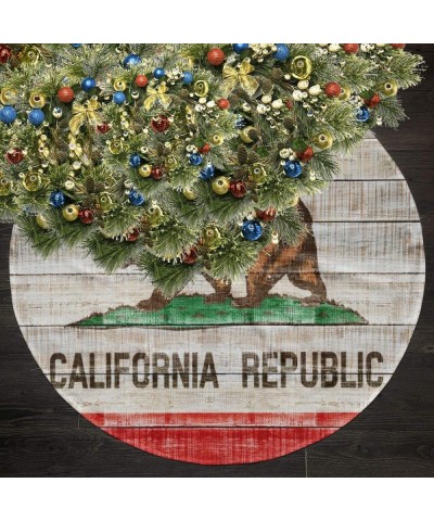 Christmas Tree Skirt- California State Republic Wood Xmas Large Tree Mat- New Year Festive Holiday Party Decorations 36 inche...